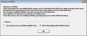 Capture d'écran du message de bienvenue de NVDA