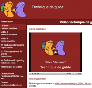 Capture d'écran du site technique de guide