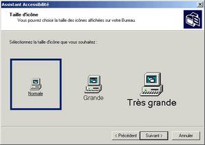 assistant d'accessibilité :  taille des icones