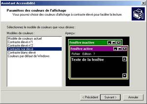 assistant d'accessibilité :  contraste